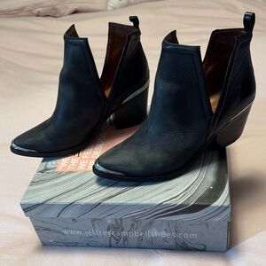 Jeffrey Campbell Cromwell Black Leather Ankle Boots